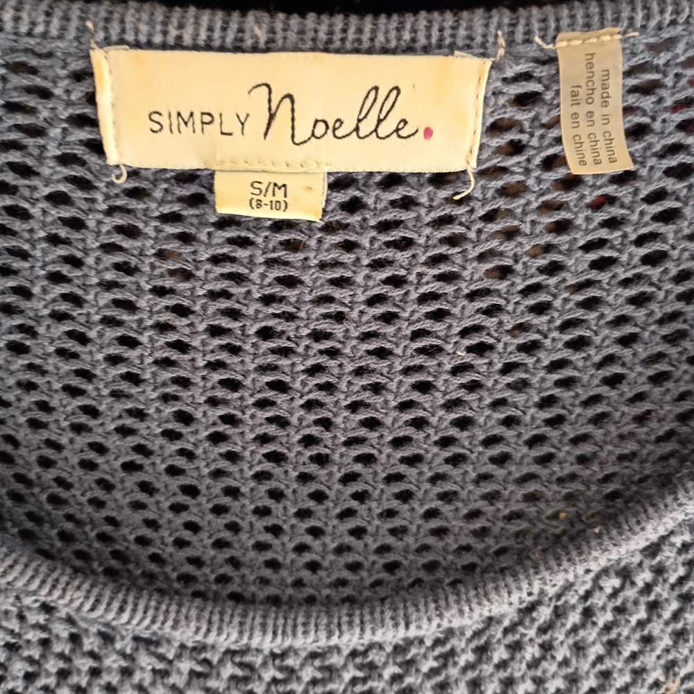 EUC Simply Noelle Gray Open-Knit Mesh Tunic Women S/M (8-10) Comfy Long Sleeve - Picture 5 of 6